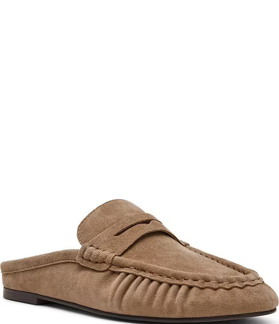 Steve Madden Rafe Suede Slip On Mules Taupe Suede