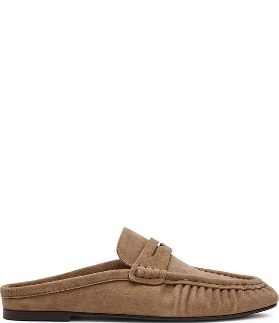 Steve Madden Rafe Suede Slip On Mules Taupe Suede