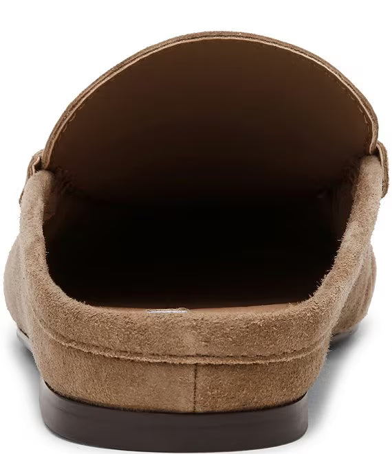 Back View Steve Madden Rafe Suede Slip On Mules Taupe Suede