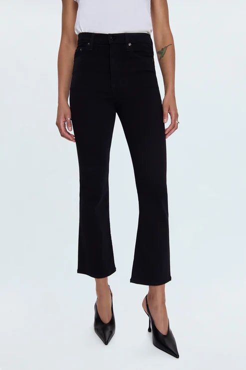Lennon High Rise Cropped Bootcut Jeans Noir