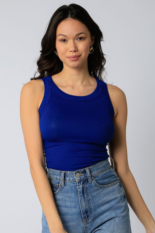 Marnie Basic Rib Knit Tank Top | Royal Blue