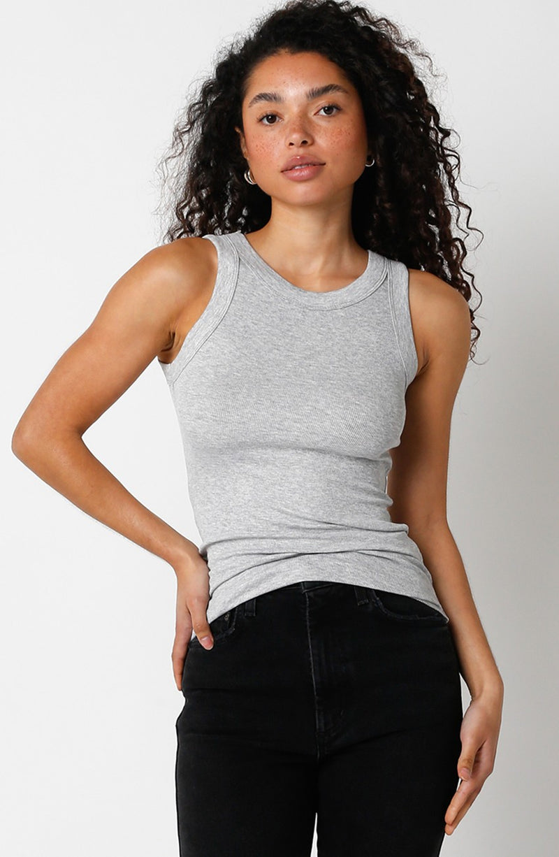 Marnie Basic Rib Knit Tank Top | Light Gray