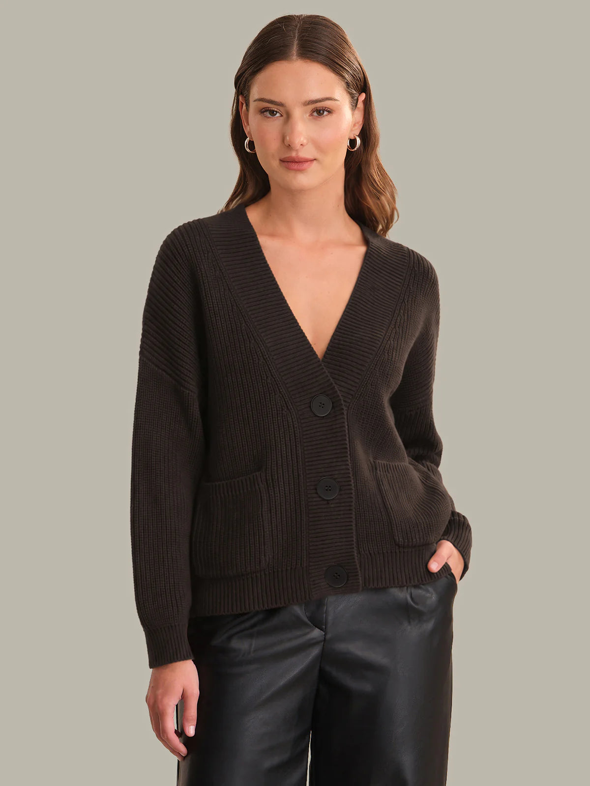 Celeste Button Down Cardigan Chocolate Plum