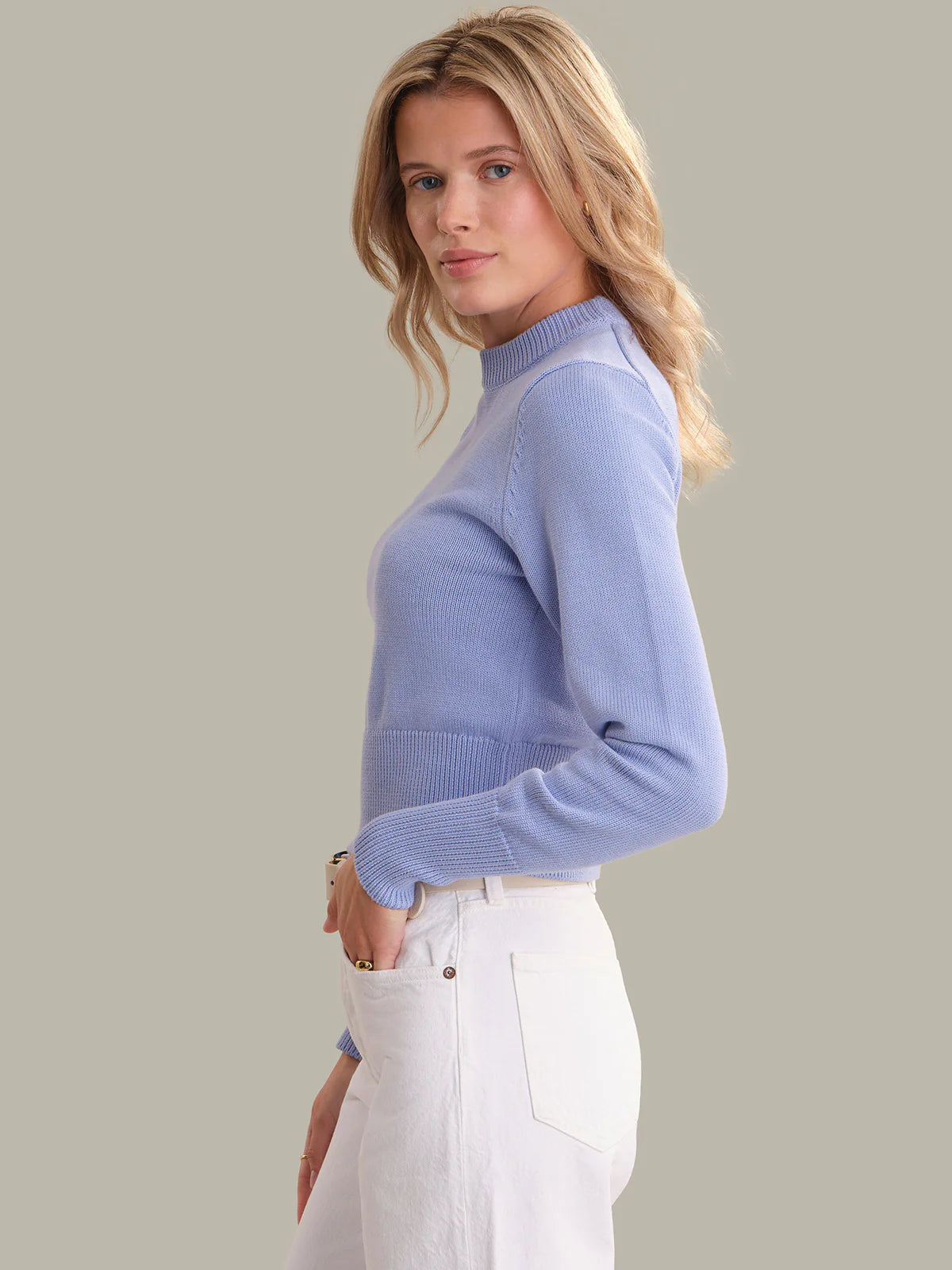 525 Adeline Cotton Long Sleeve Sweater Blue Heron 