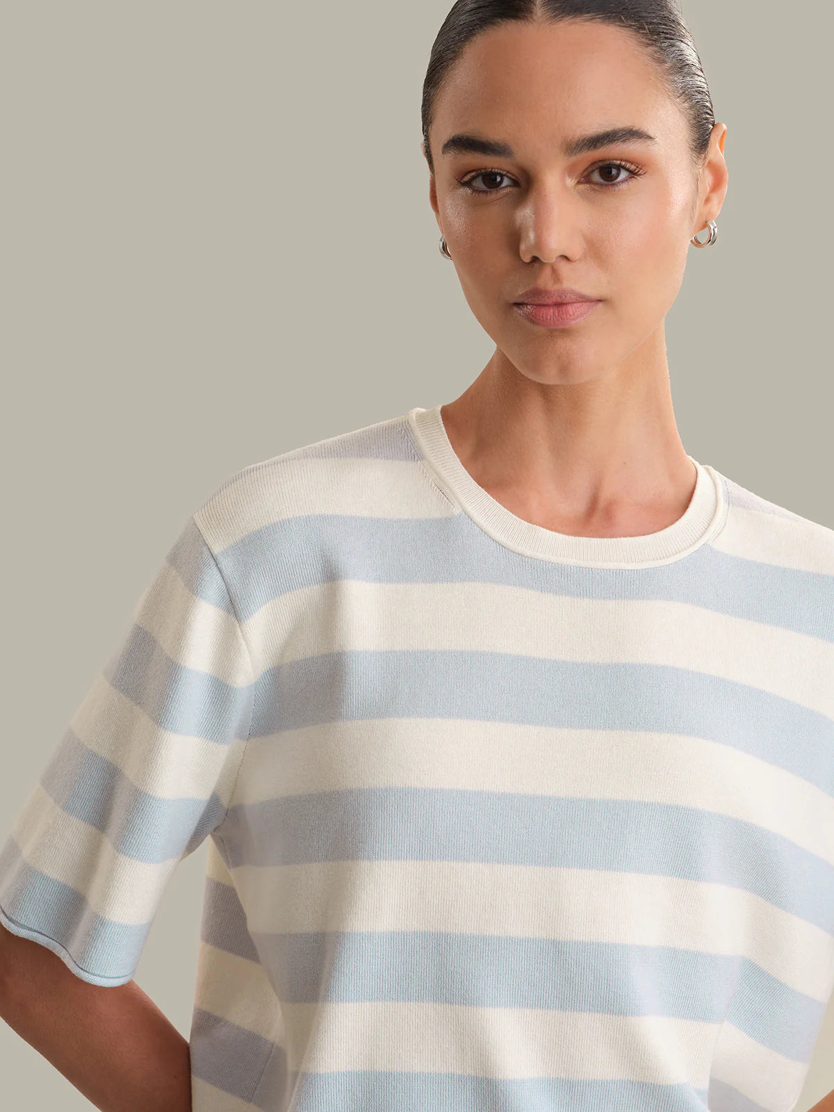 525 June Cotton Stripe Pullover Chalk Combo