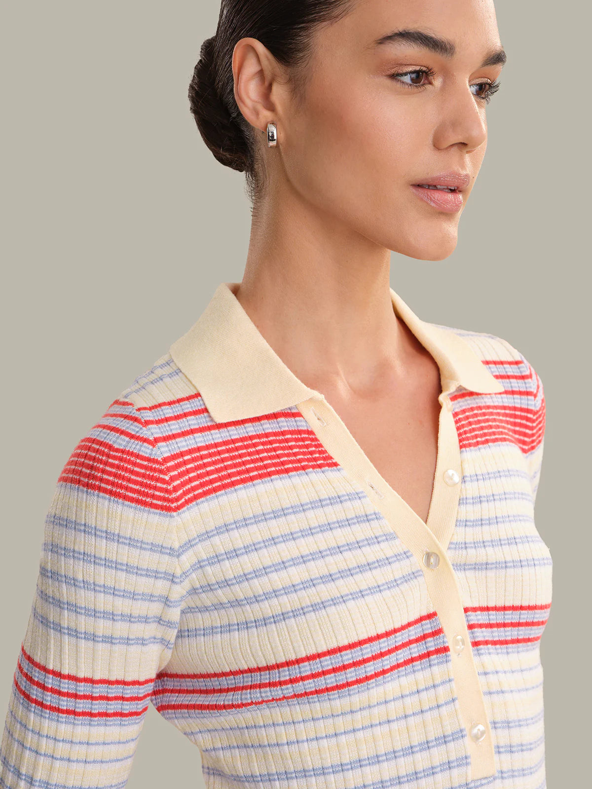 525 Calla Striped Polo Top Bright Multi Stripe 