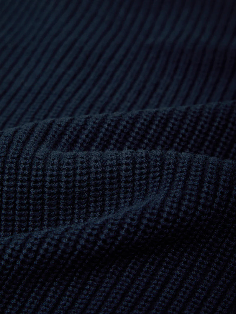 525 Avalon Puff Sleeve Dark Blue Button Front Cardigan