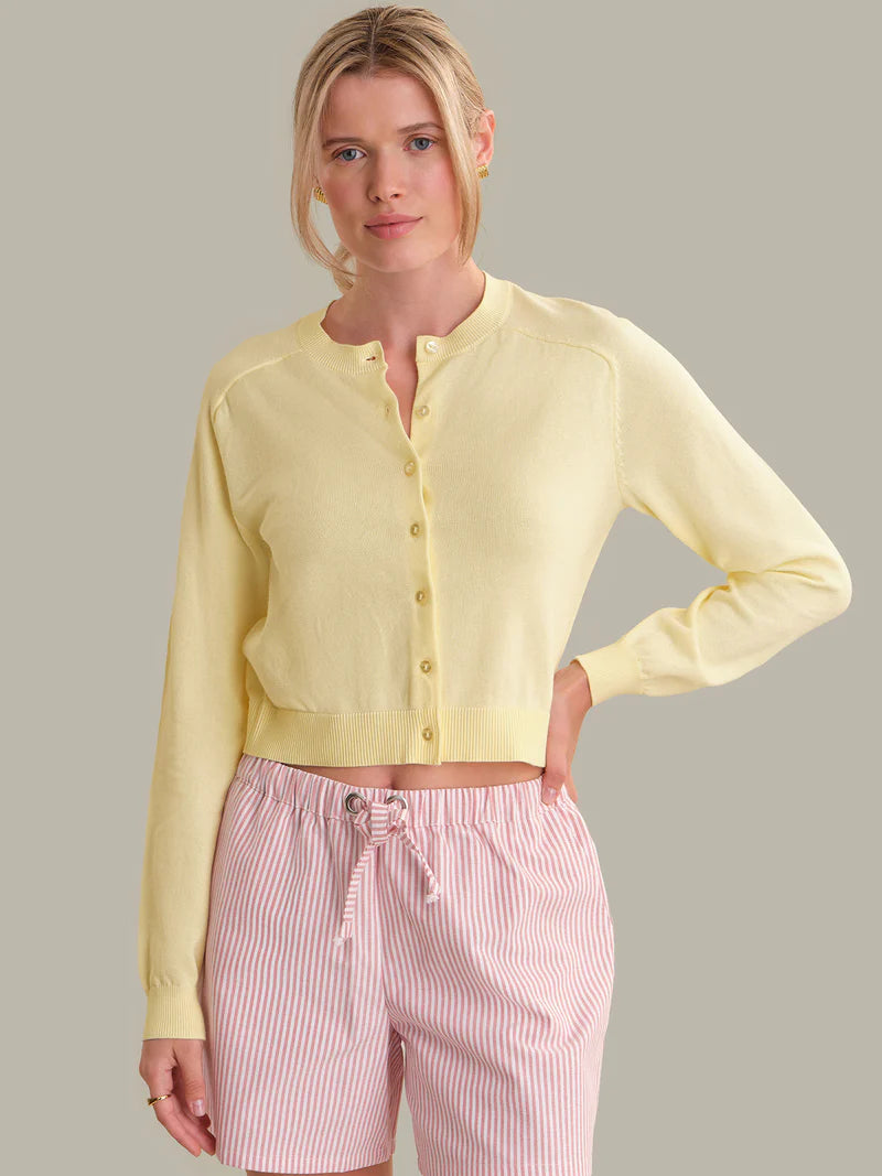 525 Paloma Cropped Cardigan Lemon Icing Yellow