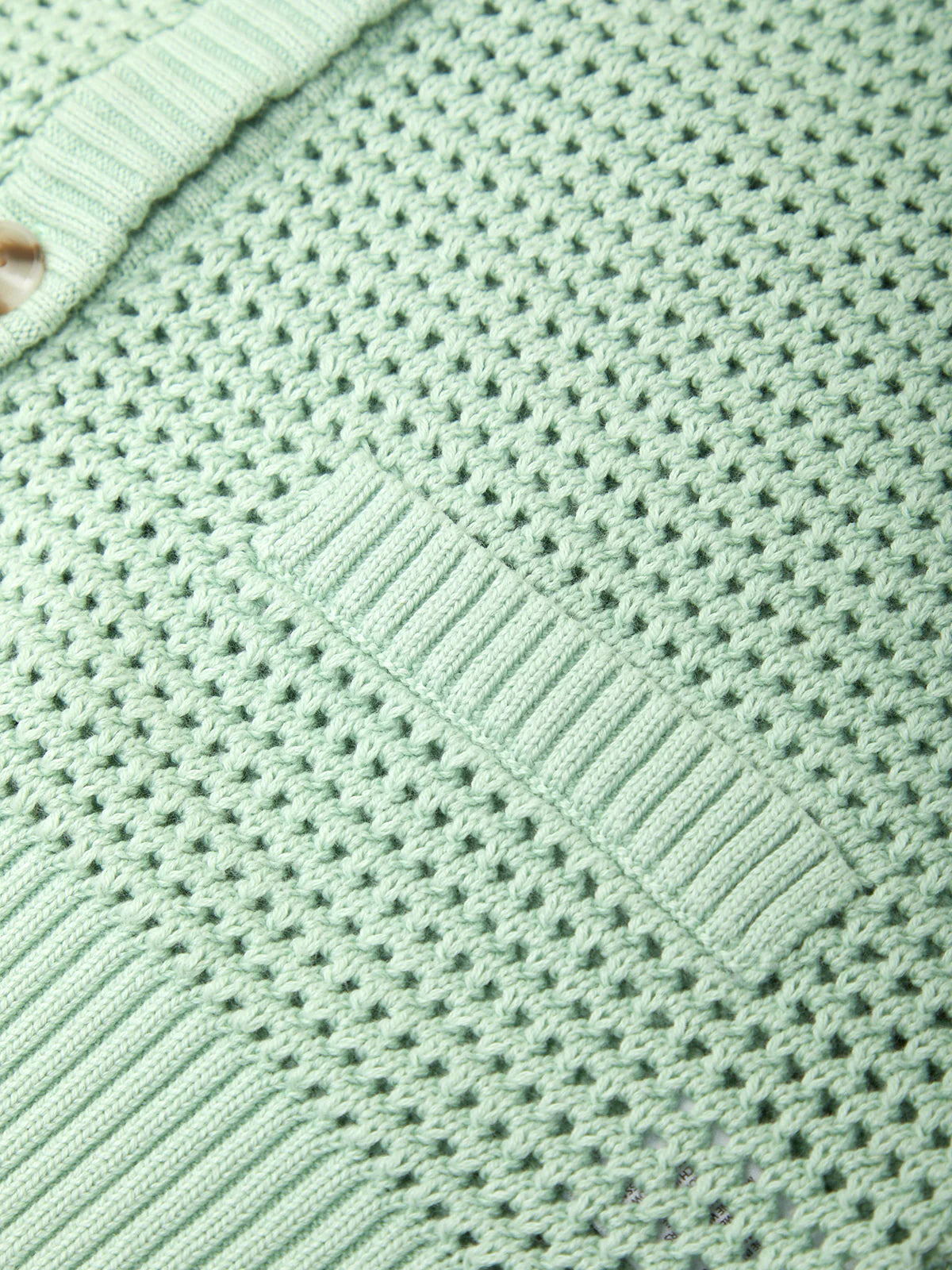 525 Celine 100% Cotton Cropped Pointelle Cardigan Silt Green