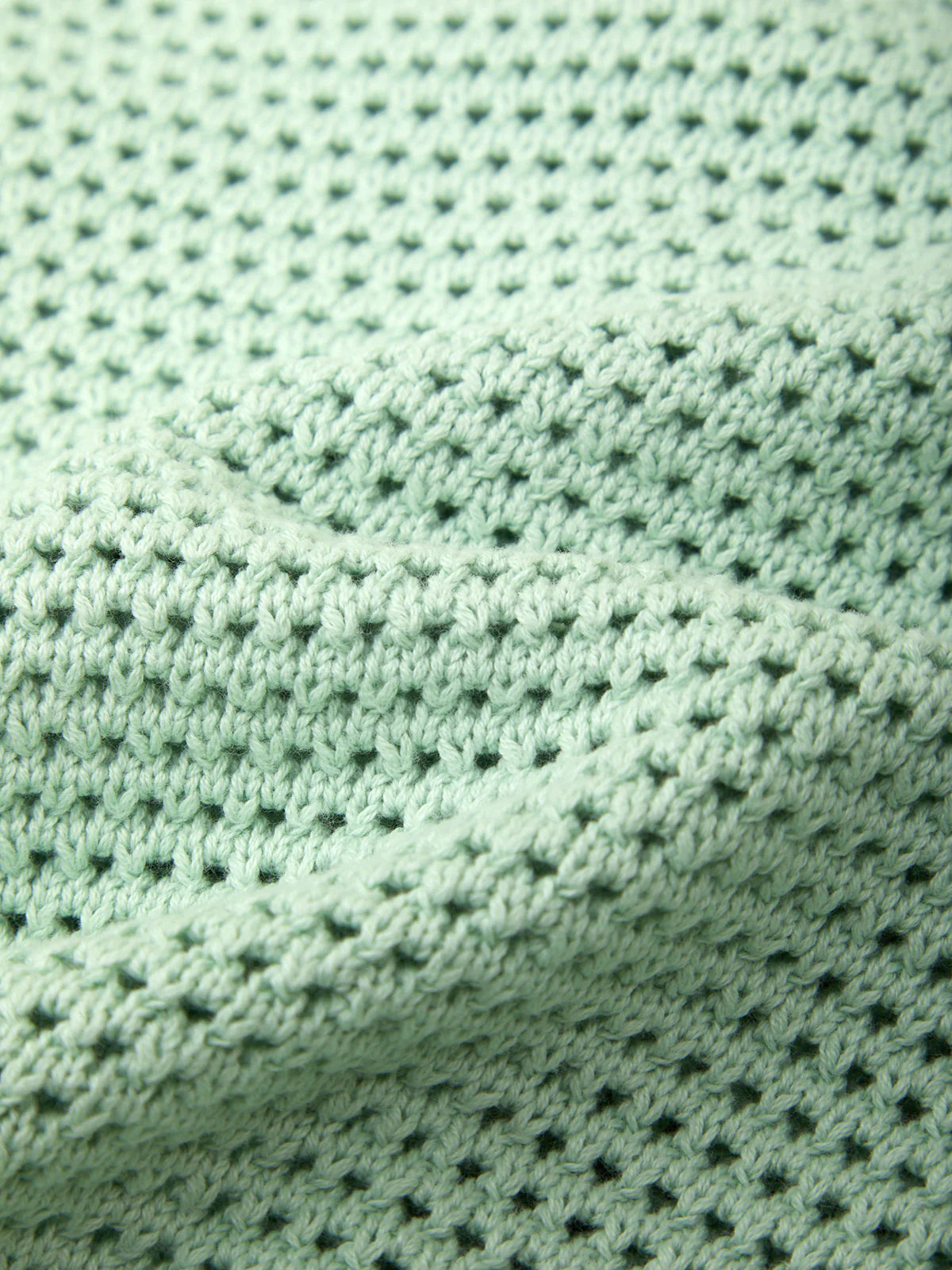525 Celine 100% Cotton Cropped Pointelle Cardigan Silt Green