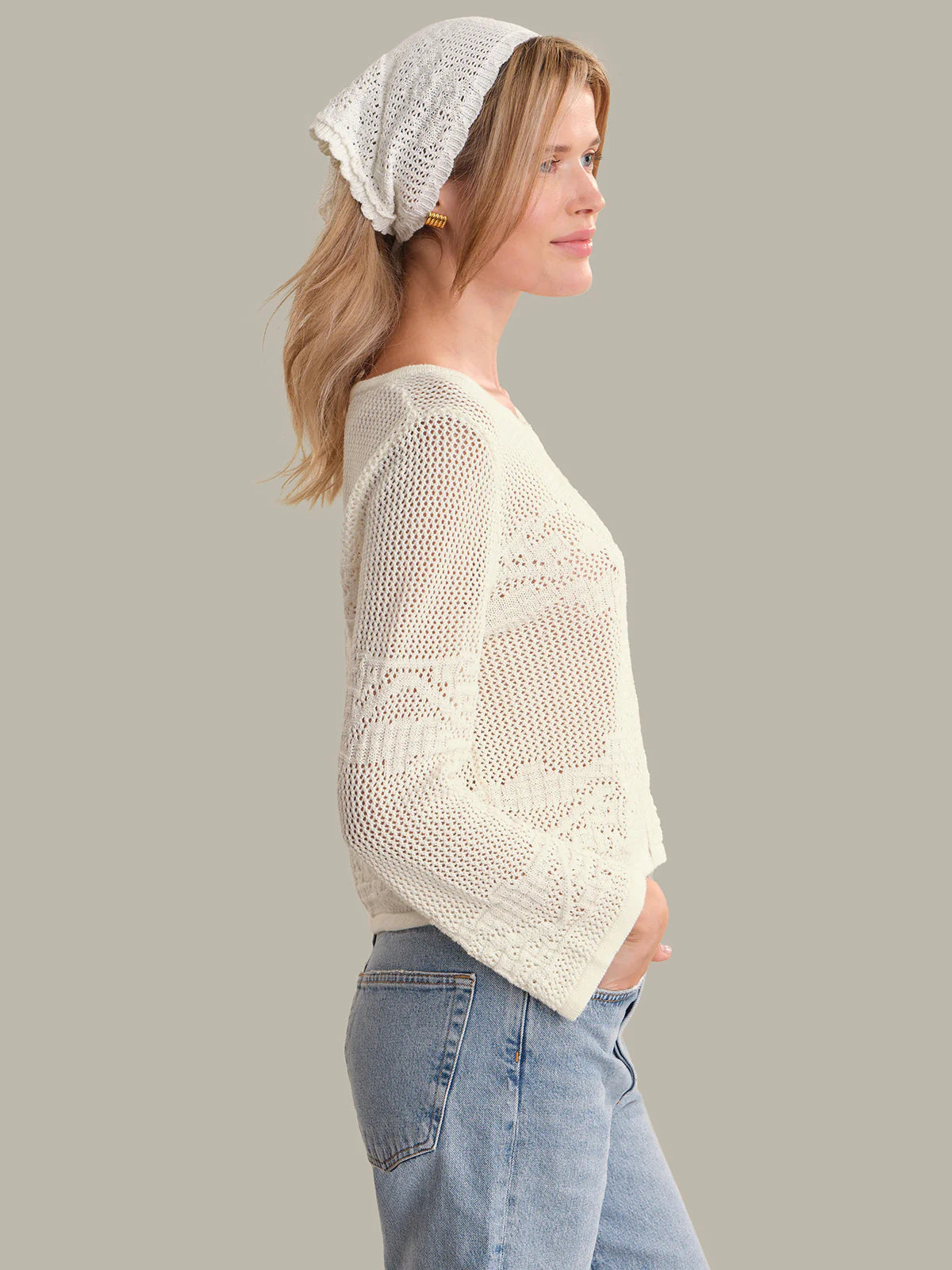 525 Nadia: Floral Pointelle Cotton Cardigan