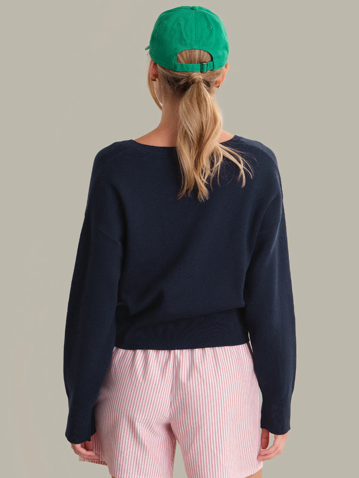 525 Callen Contrast Henley Pullover Navy