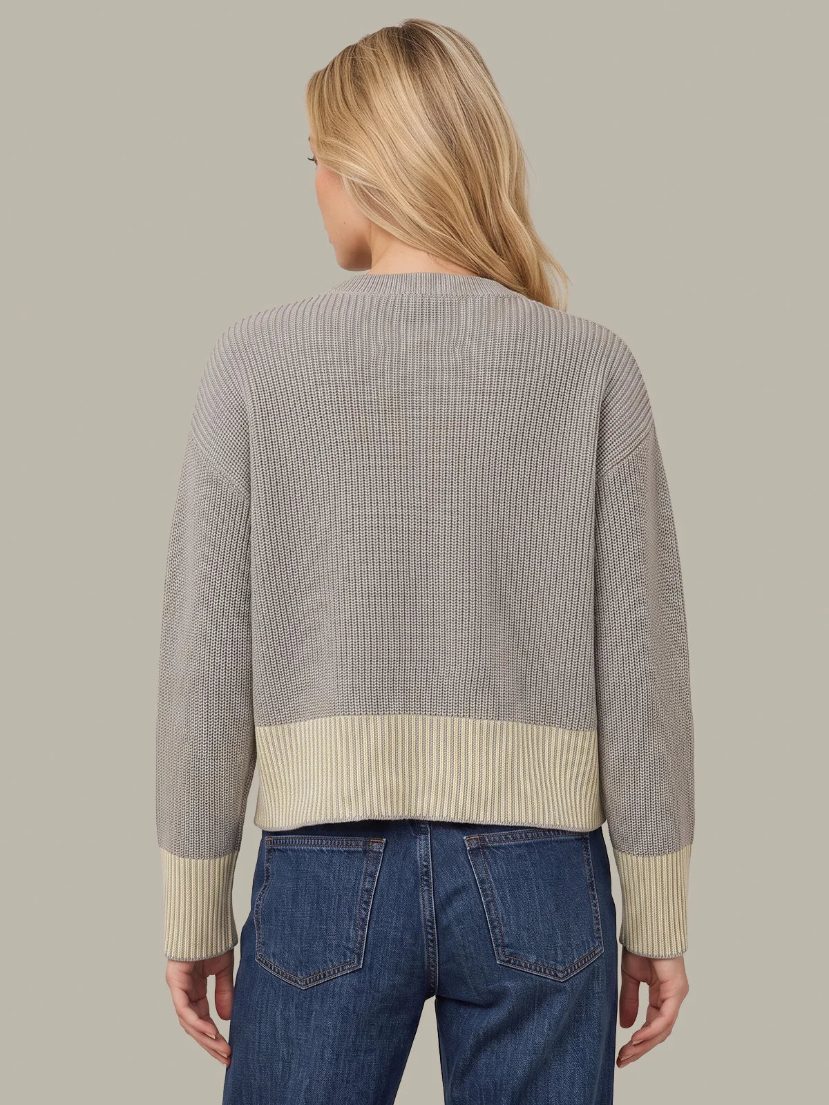 525 Sienna Stripe Rib Pullover Grey