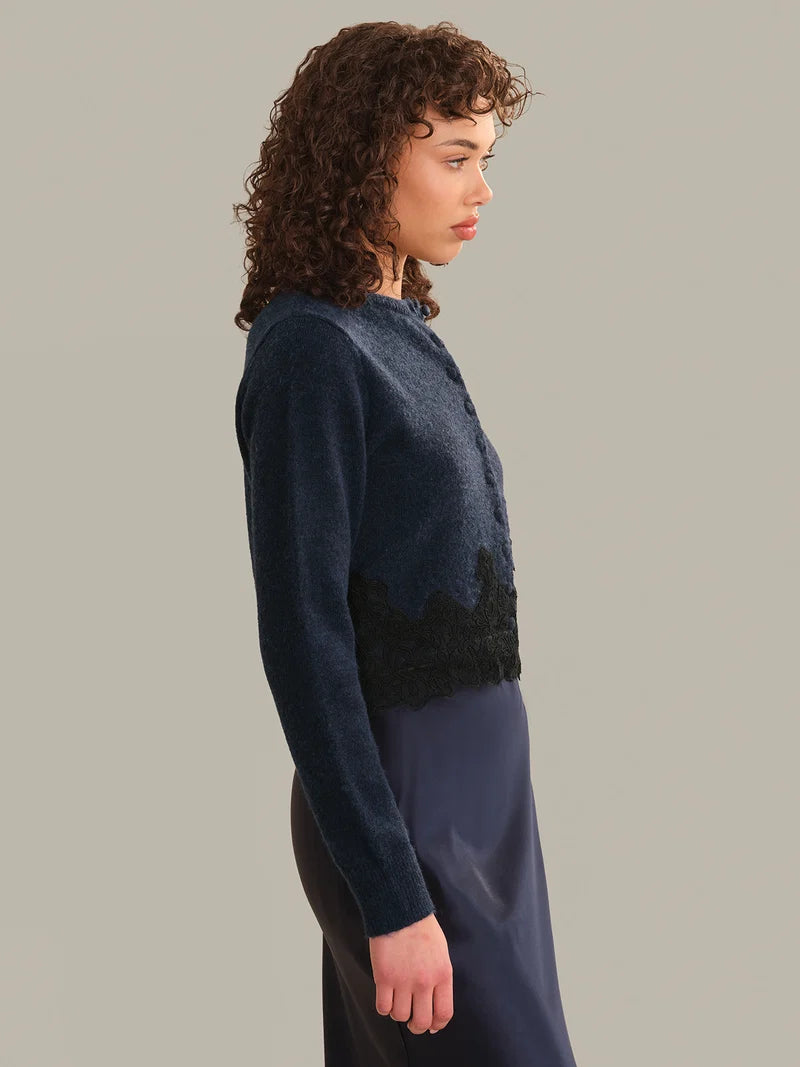 Harrington Lace Trim Cardigan