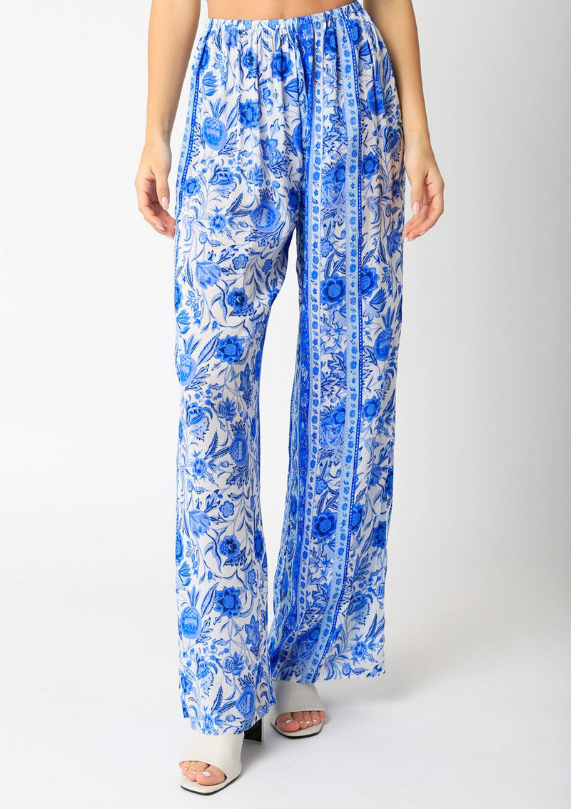 Gypsy Floral Wide Leg Pants | Blue