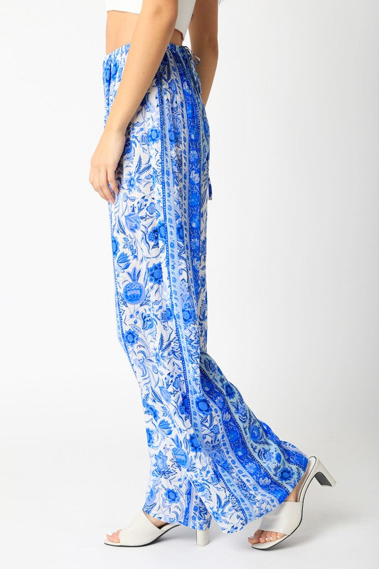 Gypsy Floral Wide Leg Pants | Blue