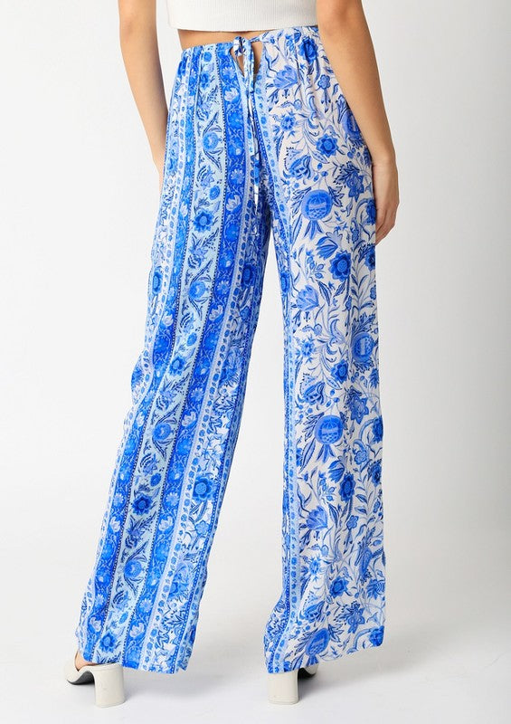 Gypsy Floral Wide Leg Pants | Blue