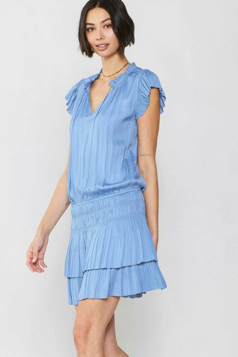 Zoey Pleated Mini Dress | Periwinkle Blue