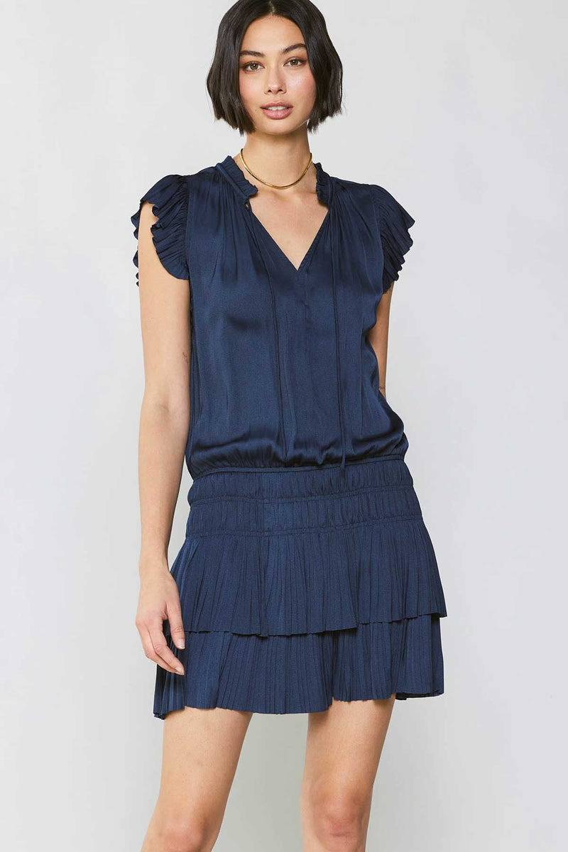 Zoey Pleated Mini Dress | Navy