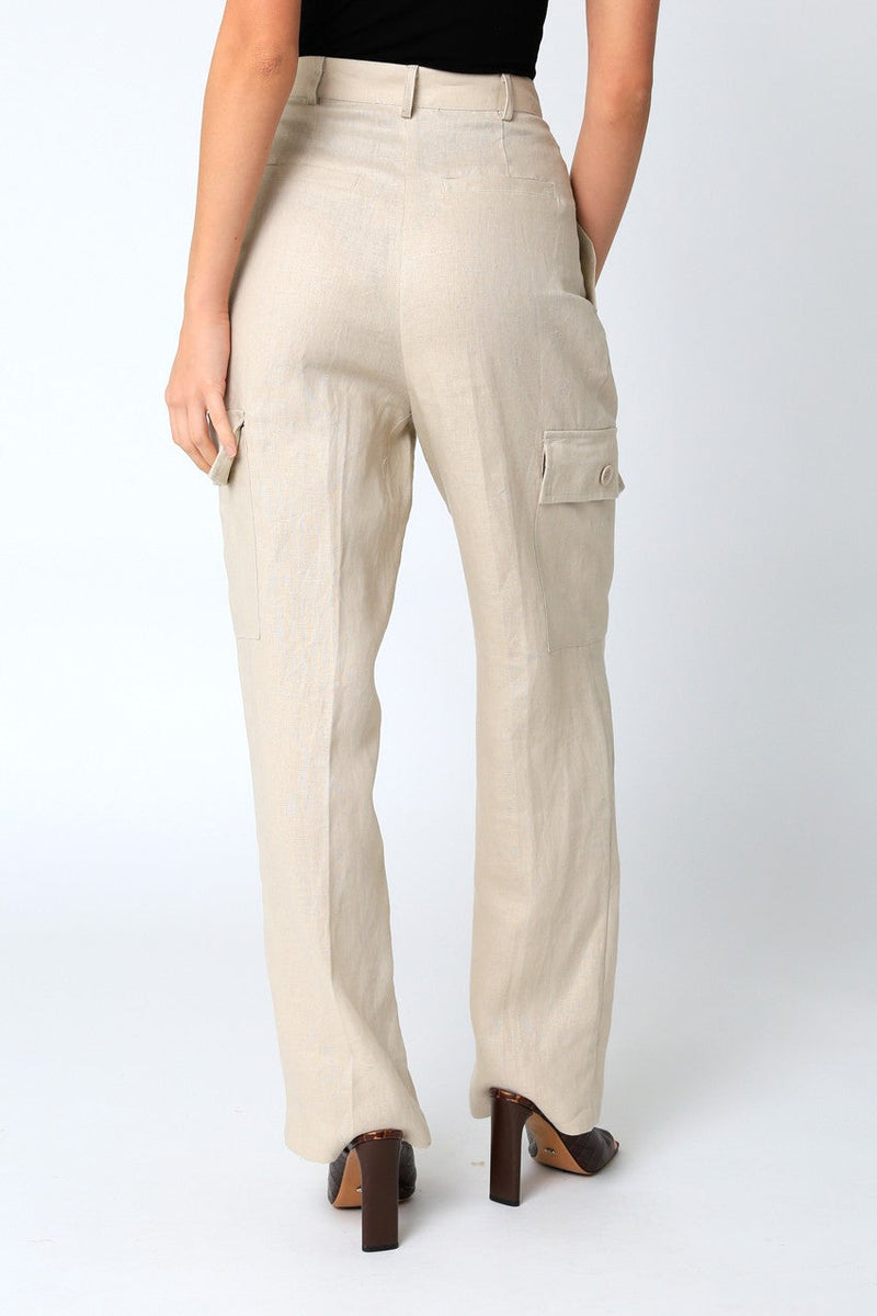 Arya Linen Cargo Pants | Natural