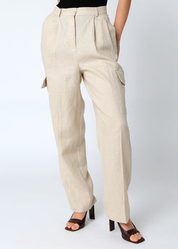 Arya Linen Cargo Pants | Natural