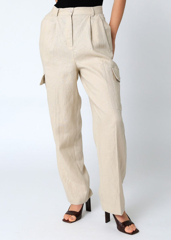 Arya Linen Cargo Pants | Natural