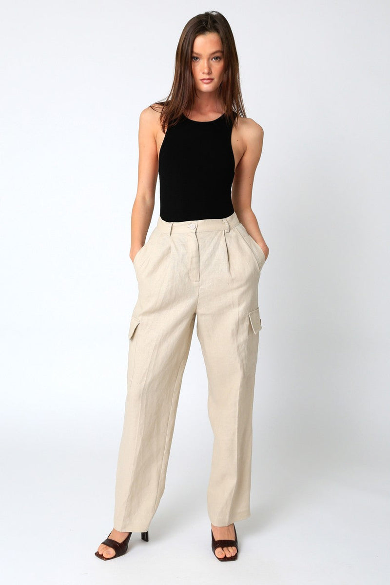 Arya Linen Cargo Pants | Natural