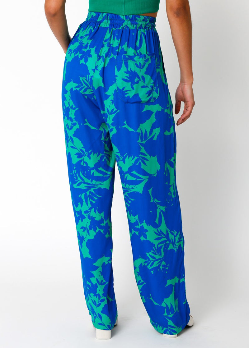 Raven Floral Wide Leg Pants | Blue & Green