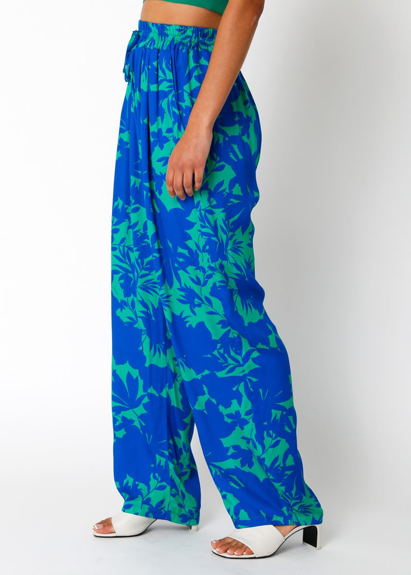 Raven Floral Wide Leg Pants | Blue & Green