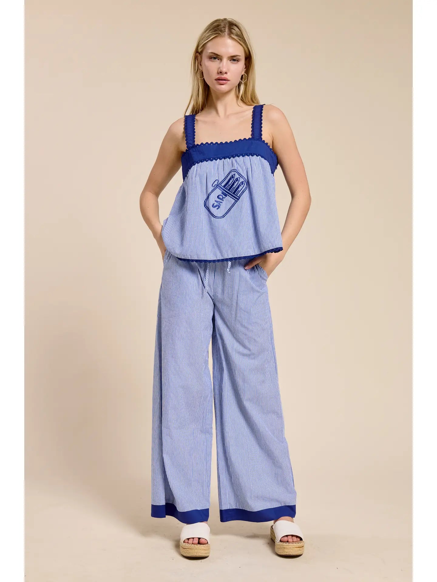 Flat White Sardine Striped Tank Top