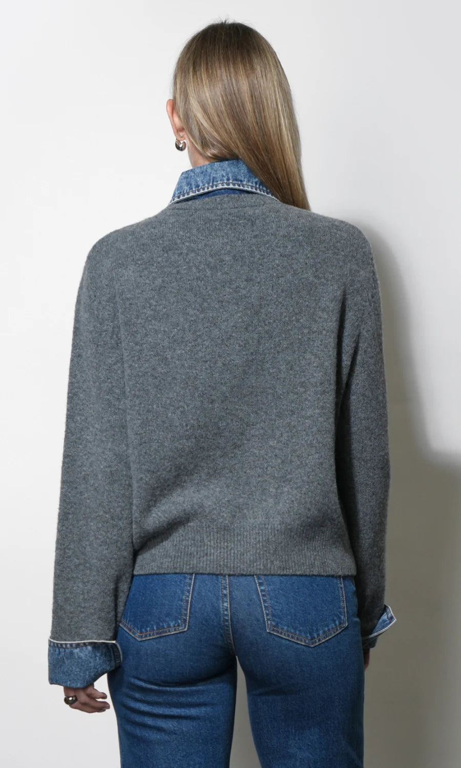 Romi Mixed Media Button Down Sweater