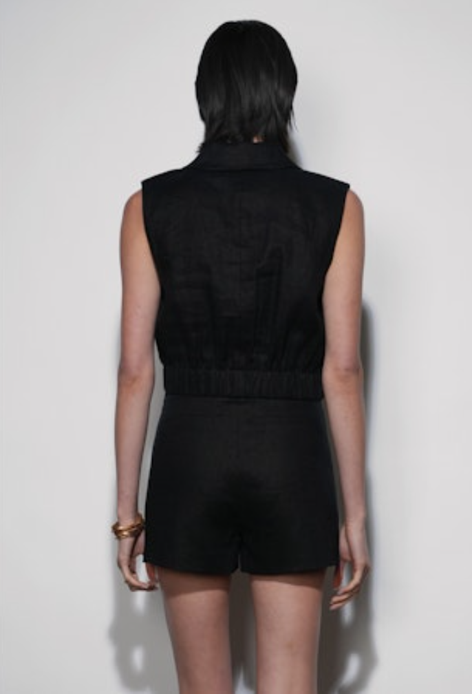 Haisley Black Linen Shorts
