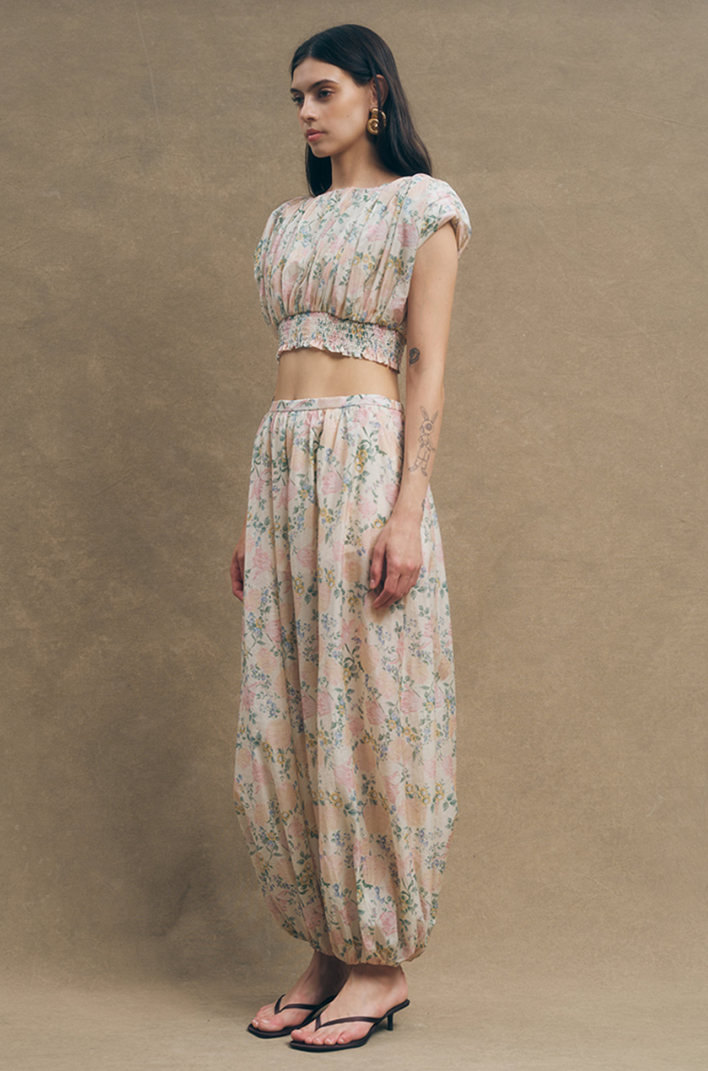 Maude Club Talia Vintage Floral Print Pants
