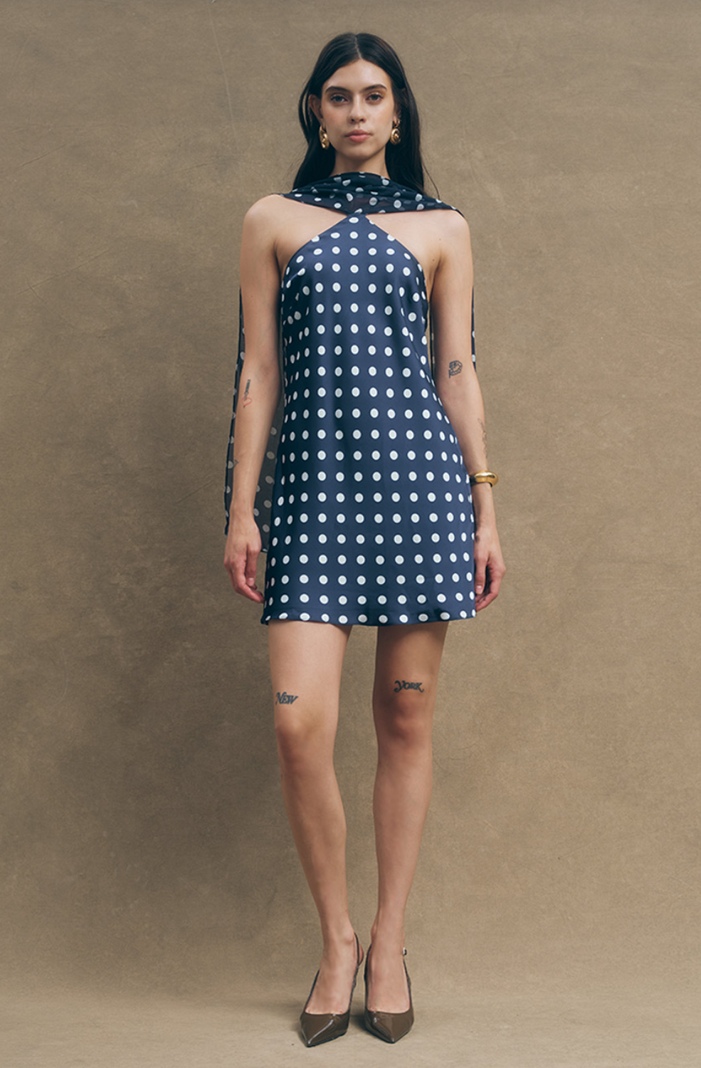 Hendrix Navy White Dots Dress