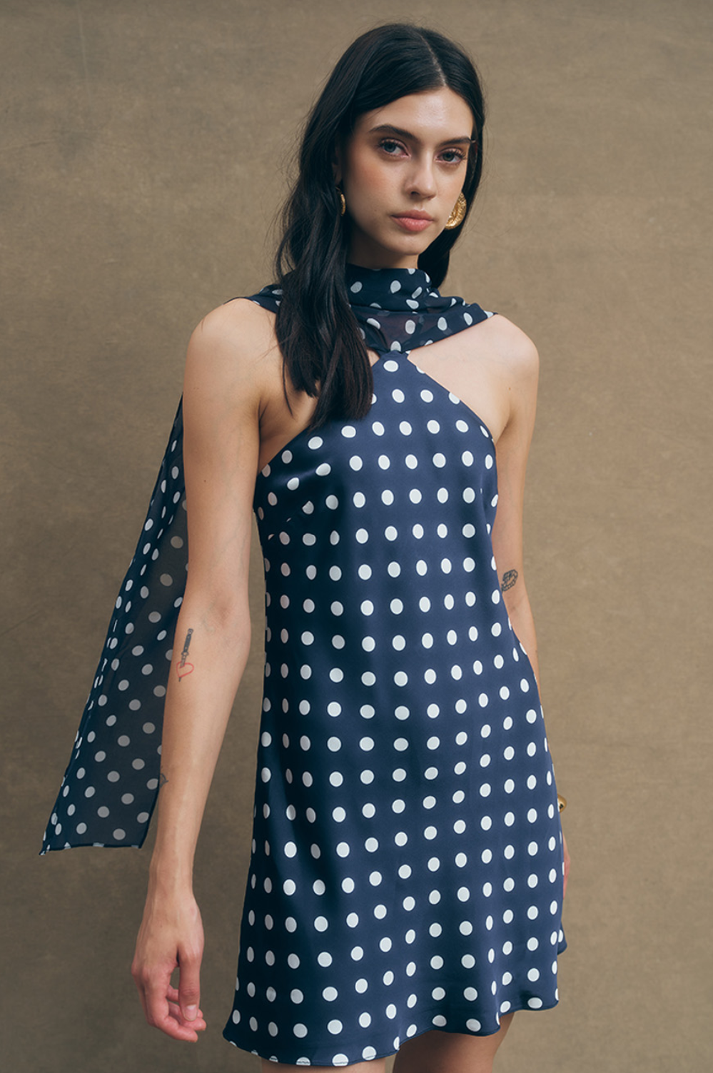 Hendrix Navy White Dots Dress