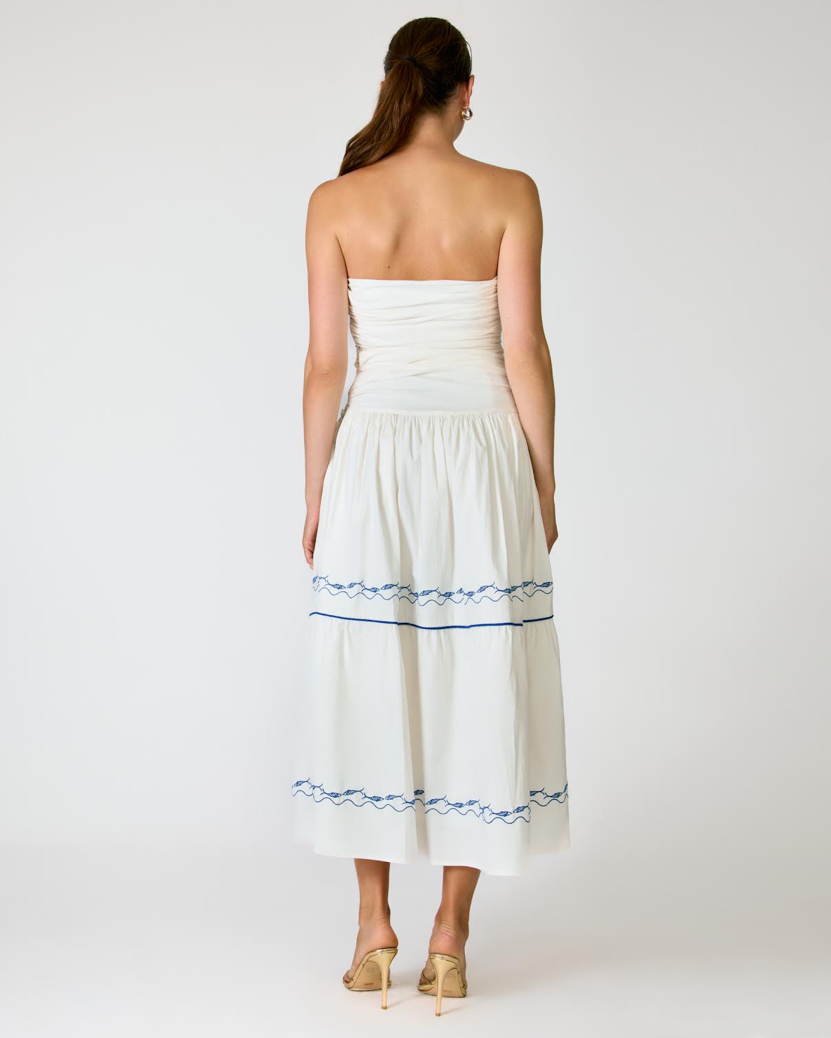 Line & Dot Oia White & Blue Dress