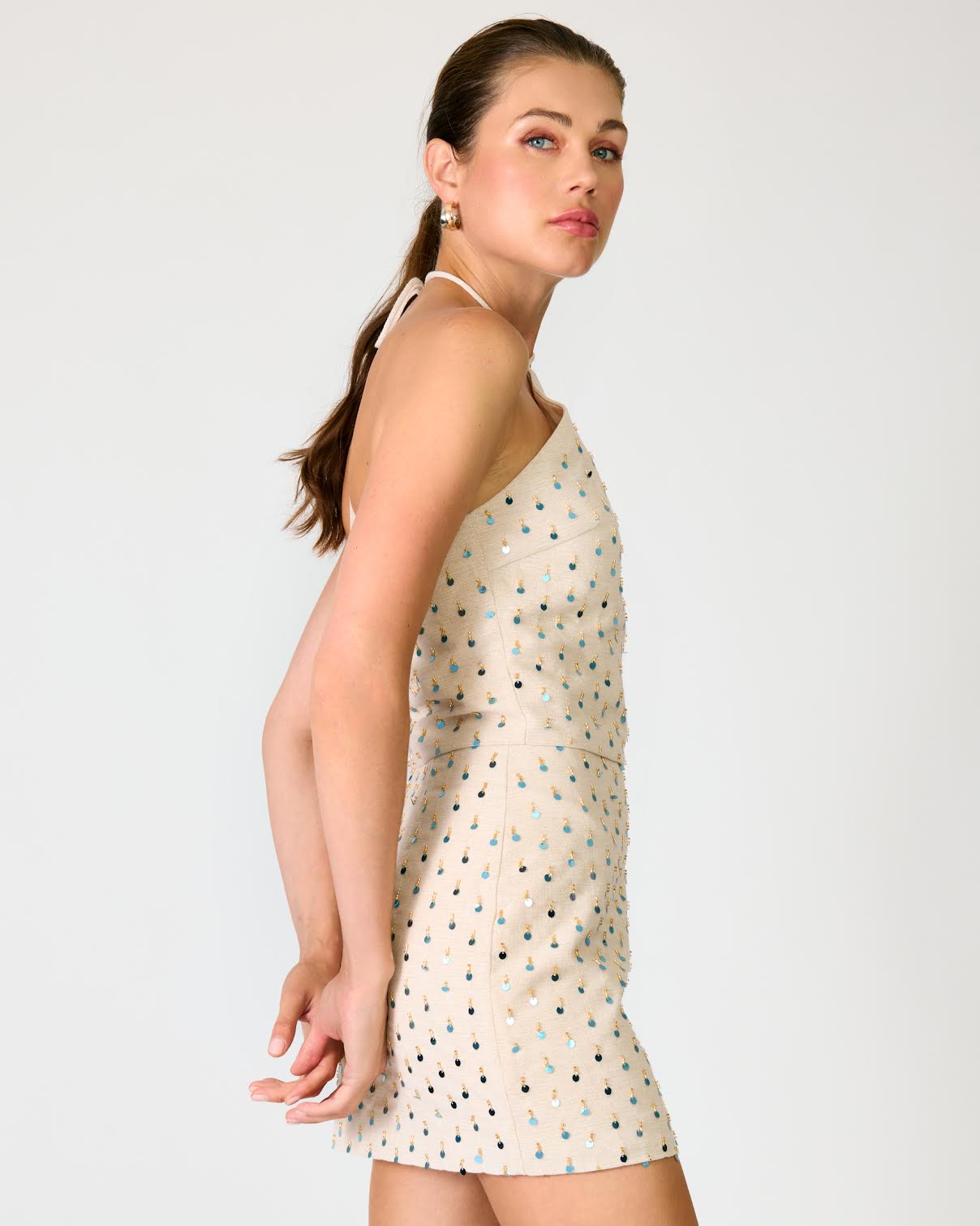 Line & Dot Sunstone Ecru Mini Skirt