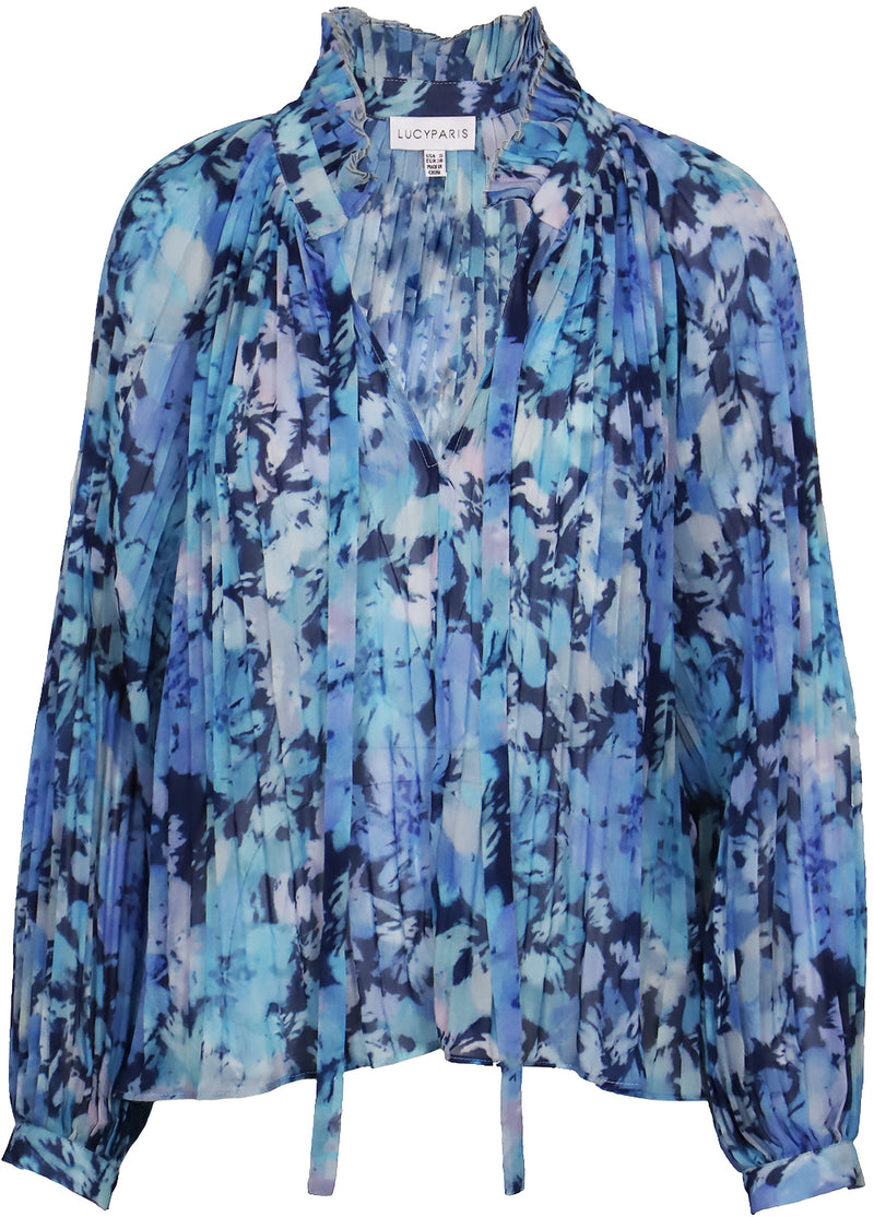 FINAL SALE Amaya Pleated Puff Sleeve Floral Top