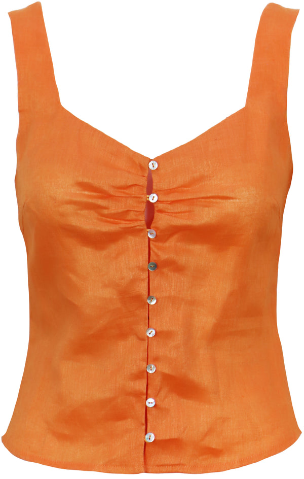 FINAL SALE Wilma Linen Tank Top | Orange