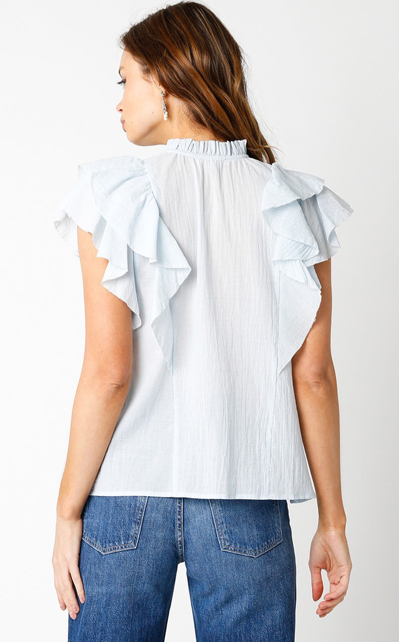 FINAL SALE Zara Ruffle Top | Blue