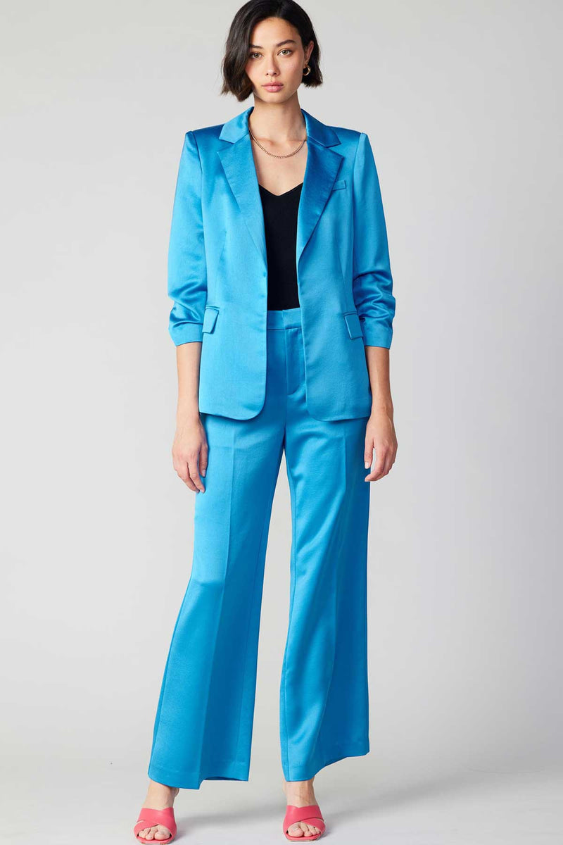 Samantha Satin Pants | Neon Blue