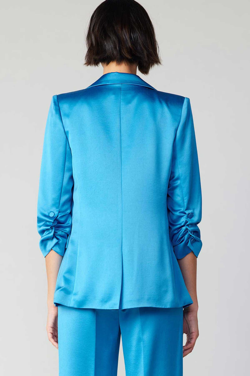 Samantha Satin Blazer | Neon Blue