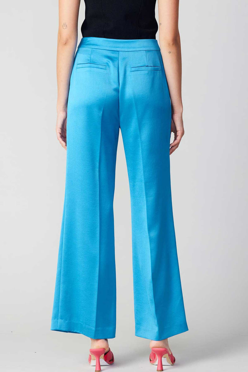 Samantha Satin Pants | Neon Blue