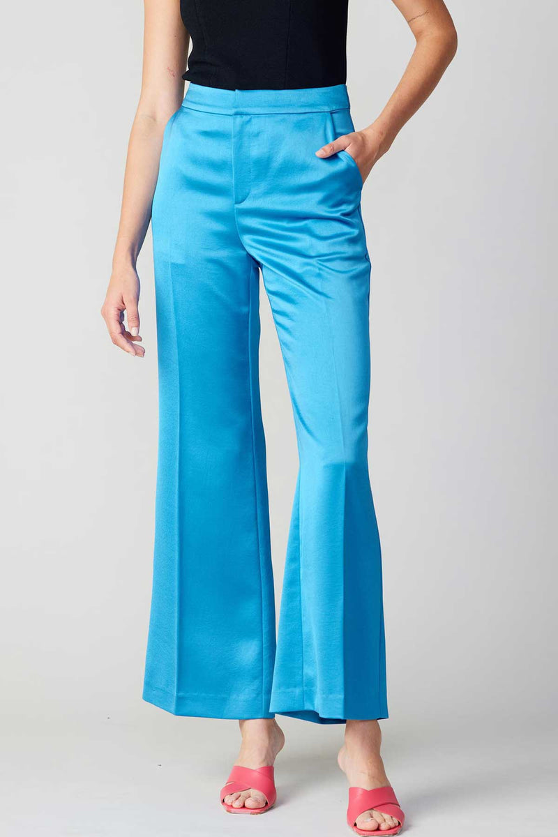 Samantha Satin Pants | Neon Blue