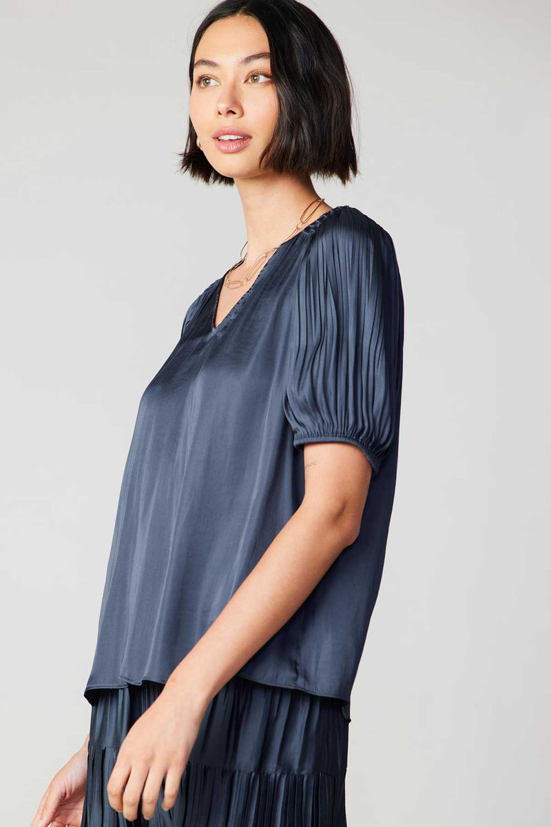 FINAL SALE Nova Pleated Puff Sleeve Top