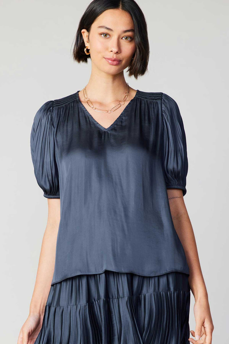 FINAL SALE Nova Pleated Puff Sleeve Top