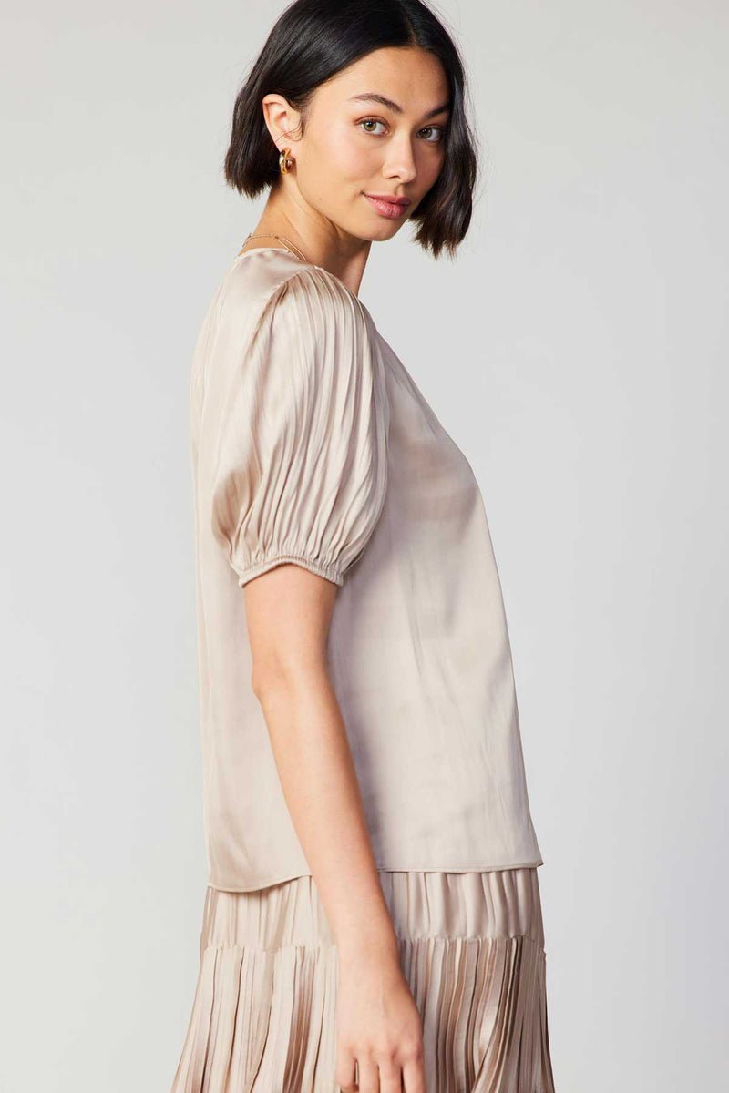 FINAL SALE Nova Pleated Puff Sleeve Top