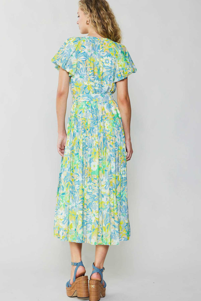 FINAL SALE Gabbie Abstract Print Midi Dress | Green Multi