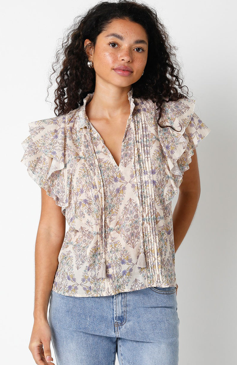 FINAL SALE Dakota Floral Top | Natural Lilac