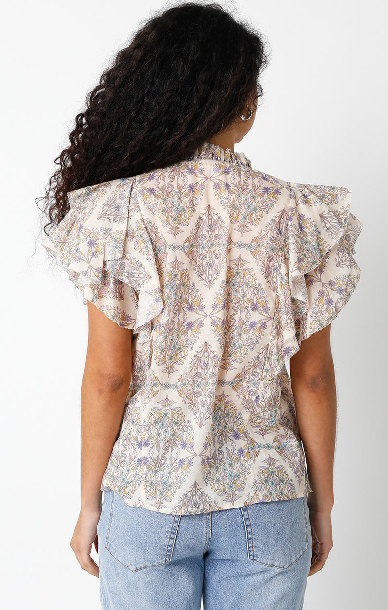 FINAL SALE Dakota Floral Top | Natural Lilac